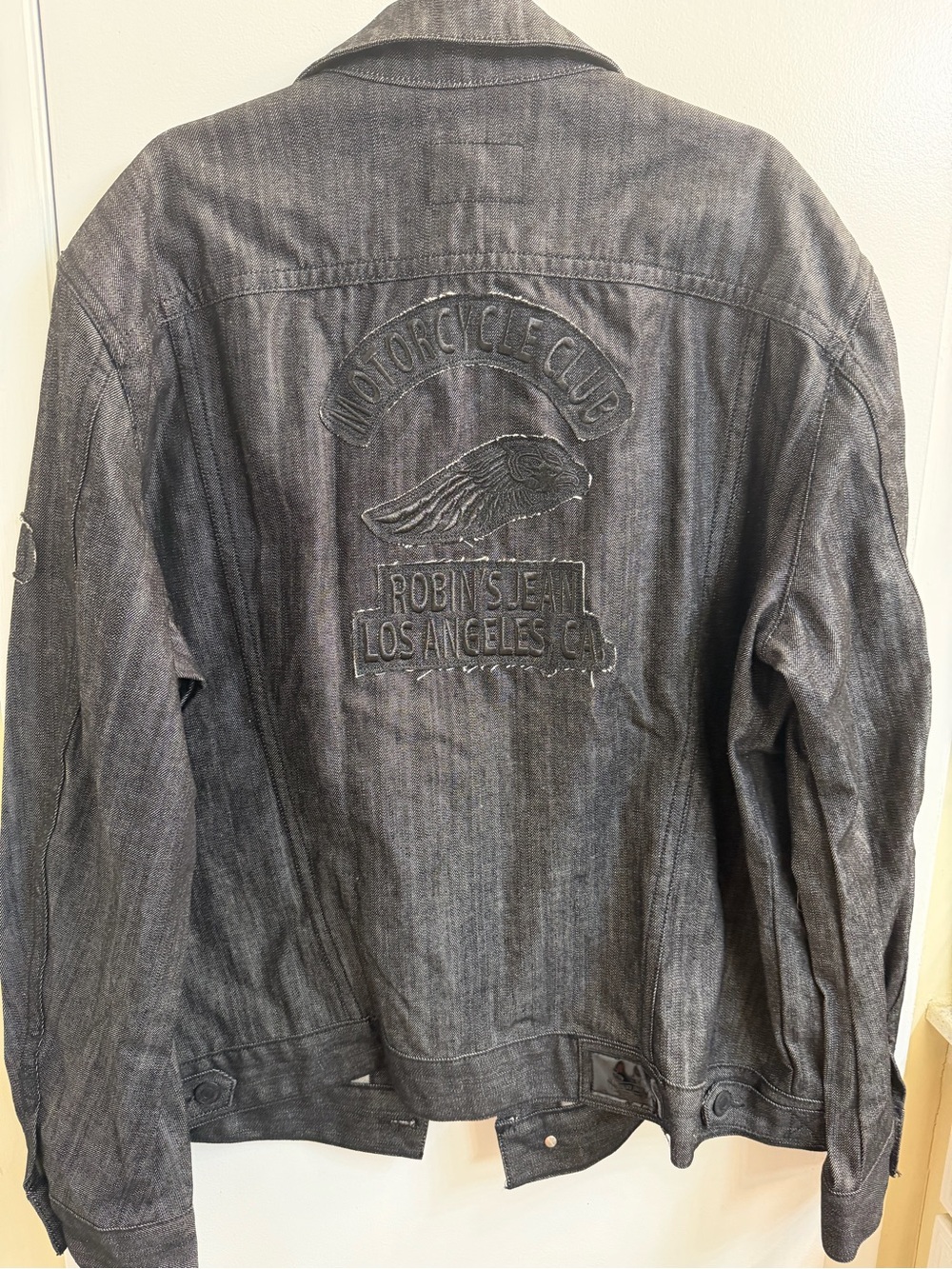 Robin's Jean Gray Embroidered Motorcycle Club Denim Jacket